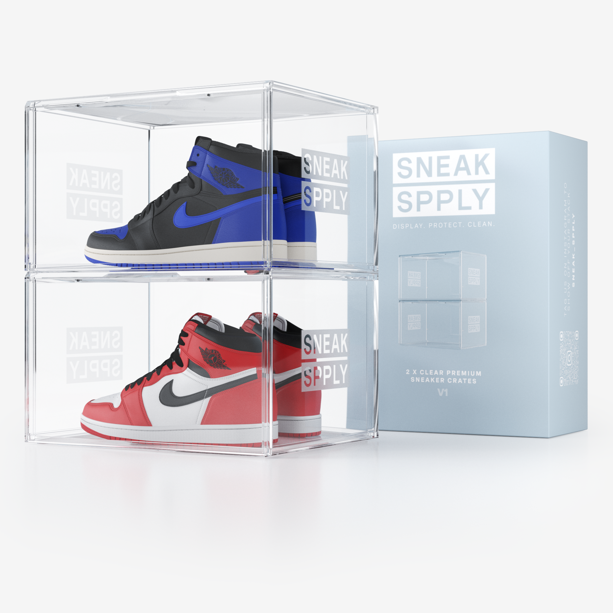 STACK V1 Sneaker Display Crates - Clear (2 Pack)