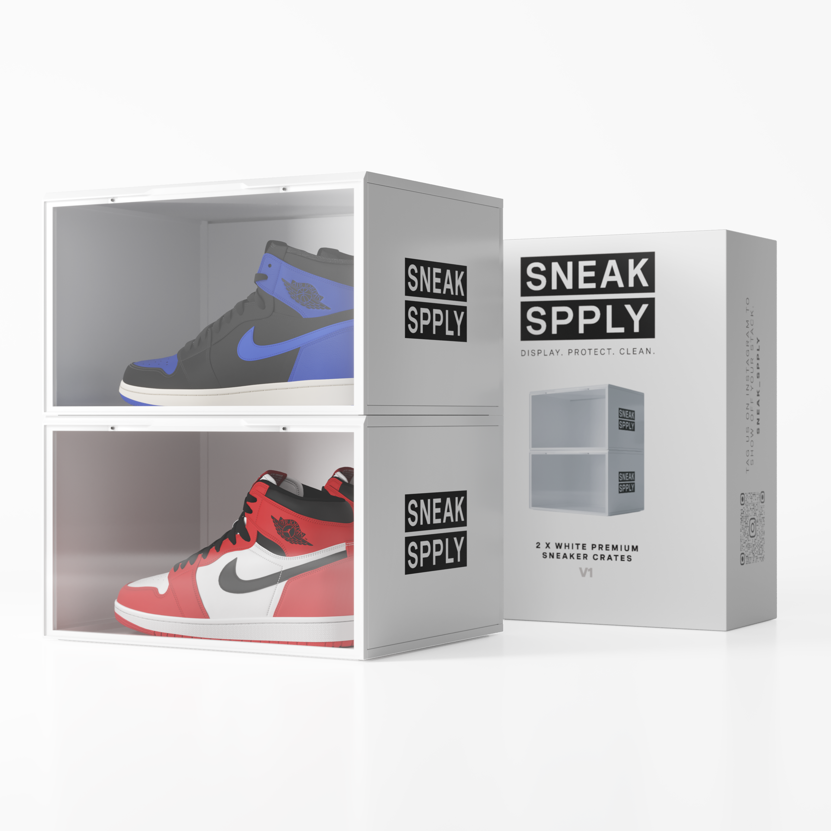 STACK V1 Sneaker Display Crates - White (2 Pack)